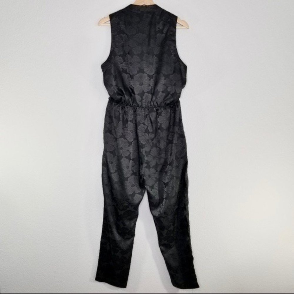 ASTR the Label Black Floral Jacquard Sleeveless Surplice Jumpsuit - Picture 5 of 5